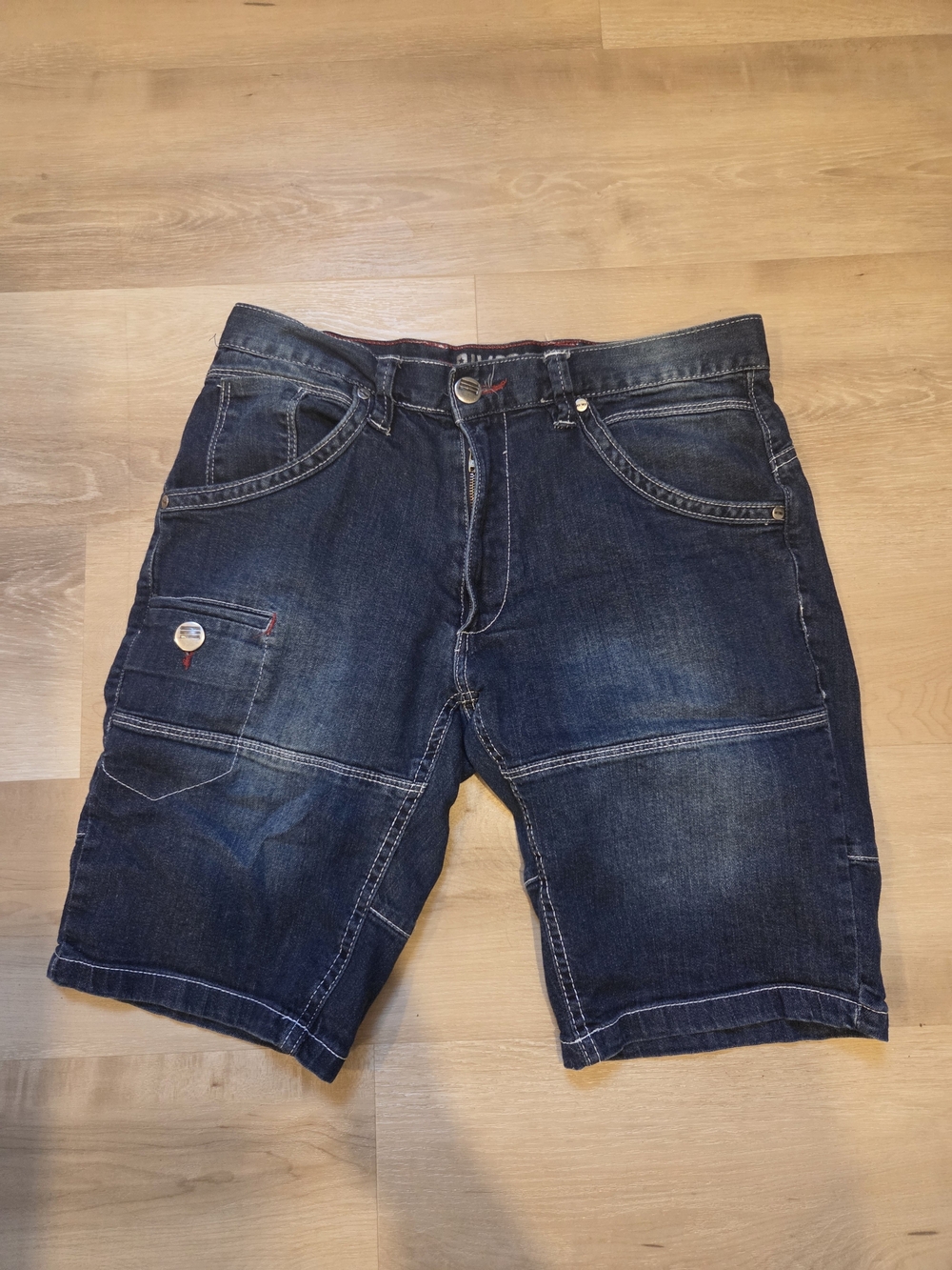 Men's Dark Blue Denim Cargo Shorts from RIVET61